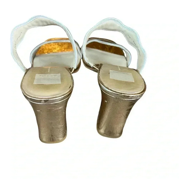 Dolce vita ILVA heels distressed gold leather slip on SZ 11 wedding bridal glam - Picture 8 of 13